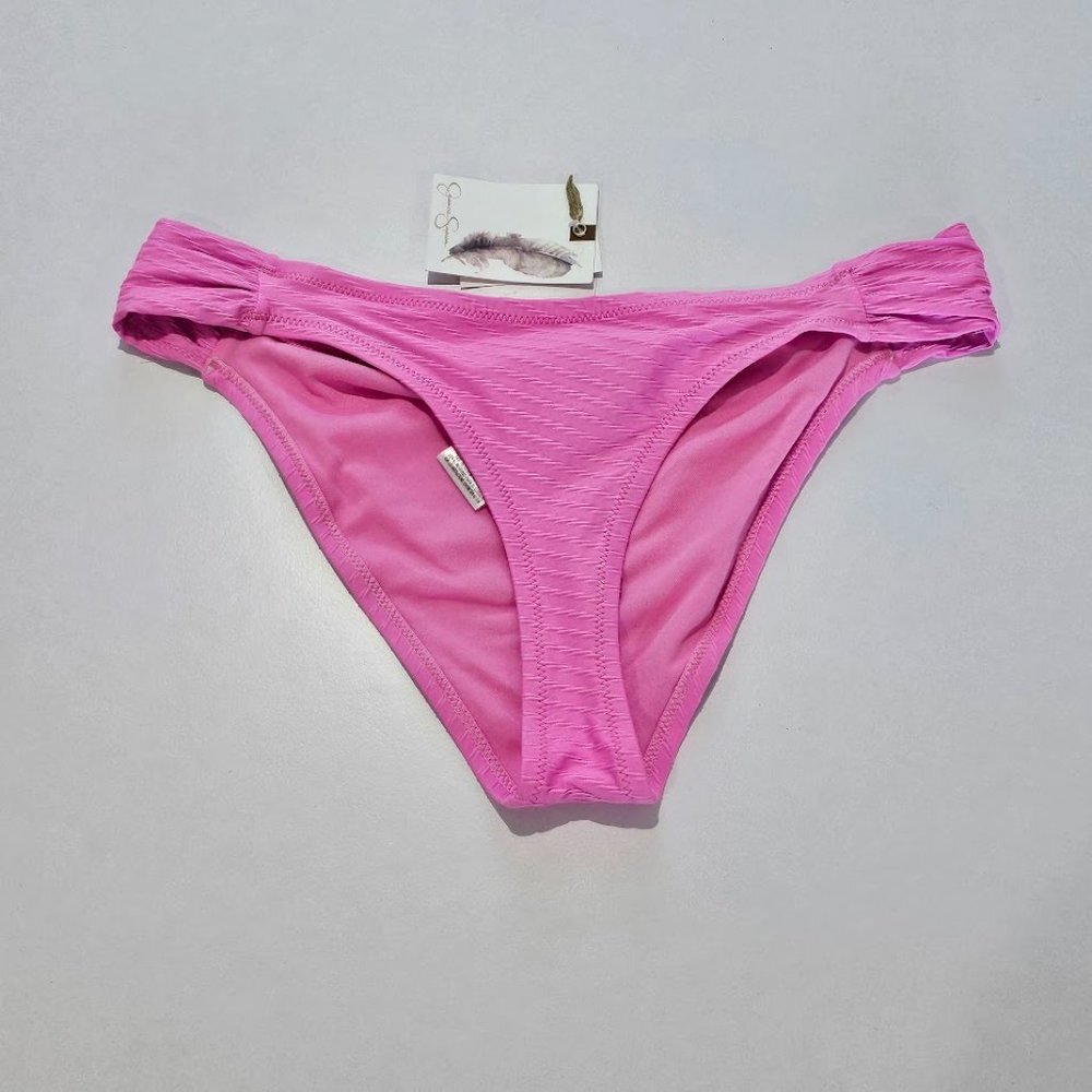 Jessica Simpson Pretty in Pique Side-Shirred Bikini Bottom - Picture 2 of 7